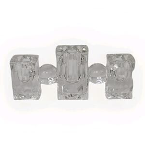 1940s Pitman Dreitzer Baguette ART DECO 3 Spot Candle Holder Glass Candelabra